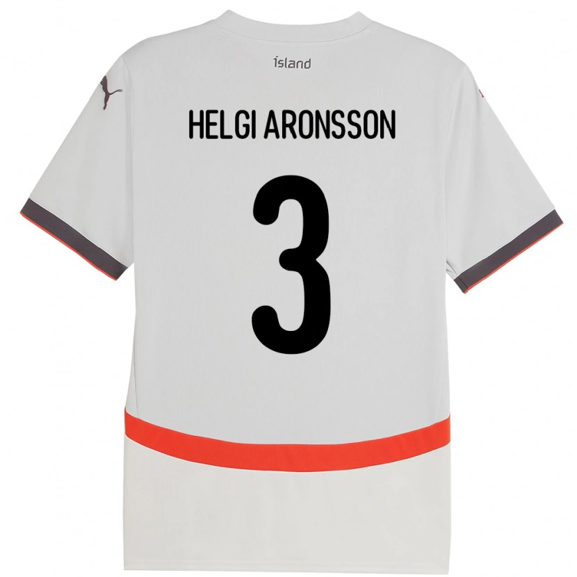 Danxen Dětské Island Davíd Helgi Aronsson #3 Bílý Daleko Hráčské Dresy 24-26 Dres