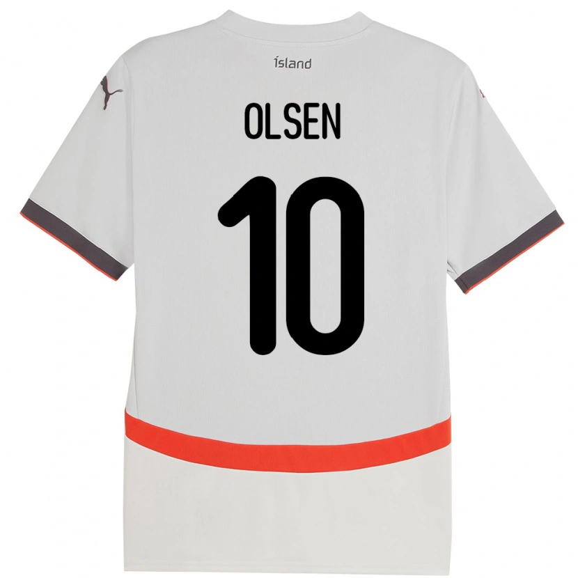 Danxen Dětské Island Gunnar Olsen #10 Bílý Daleko Hráčské Dresy 24-26 Dres