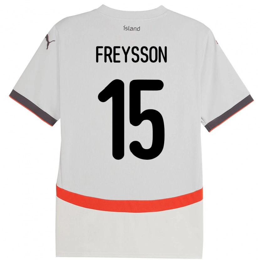 Danxen Dětské Island Fjölnir Freysson #15 Bílý Daleko Hráčské Dresy 24-26 Dres