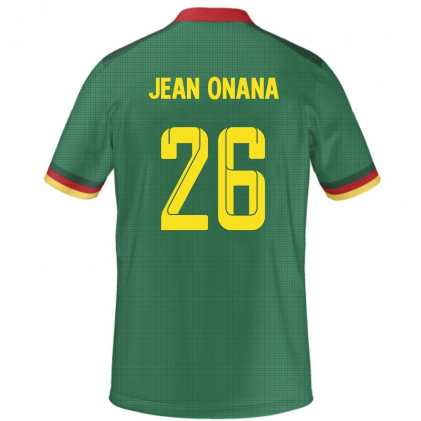 Danxen Pánské Kamerun Jean Onana #26 Zelený Domů Hráčské Dresy 24-26 Dres