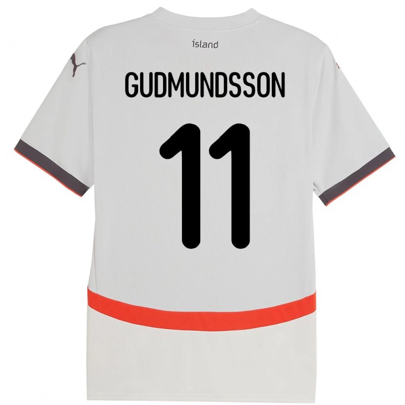 Danxen Pánské Island Galdur Gudmundsson #11 Bílý Daleko Hráčské Dresy 24-26 Dres