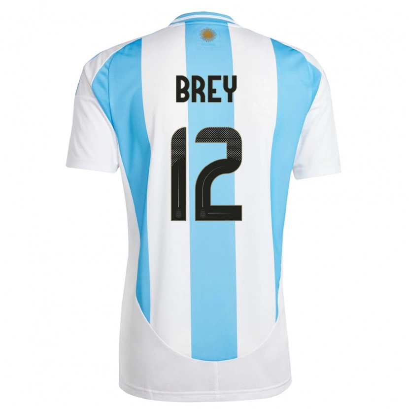 Danxen Dámské Argentina Leandro Brey #12 Bílá Modrá Domů Hráčské Dresy 24-26 Dres