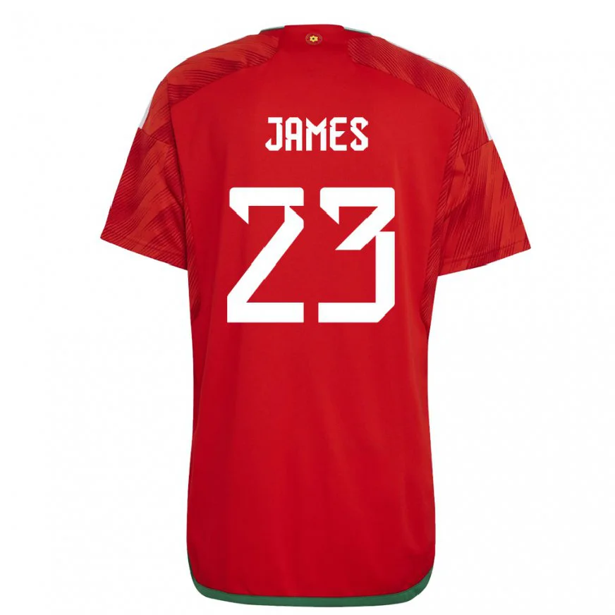 Danxen Dětské Velšská Jordan James #23 Červené Domů Hráčské Dresy 22-24 Dres