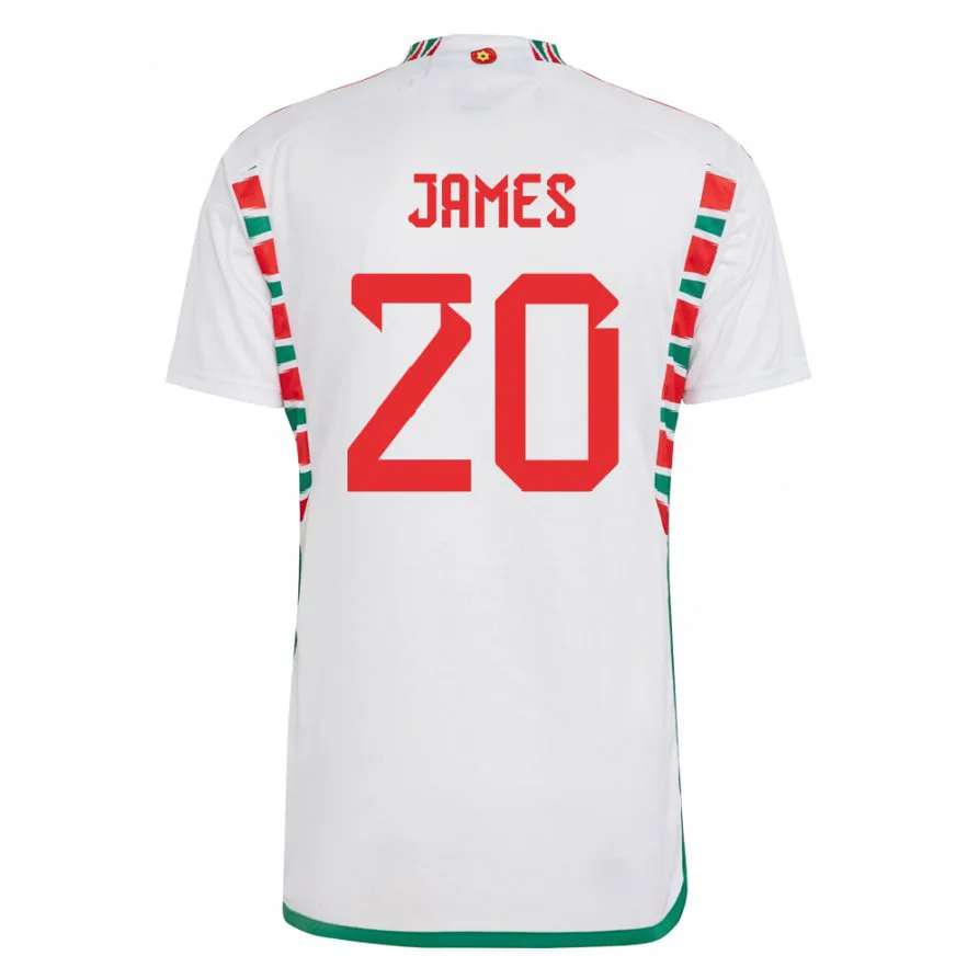 Danxen Dětské Velšská Daniel James #20 Bílý Daleko Hráčské Dresy 22-24 Dres