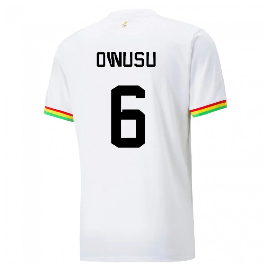 Danxen Pánské Ghanská Elisha Owusu #6 Bílý Domů Hráčské Dresy 22-24 Dres