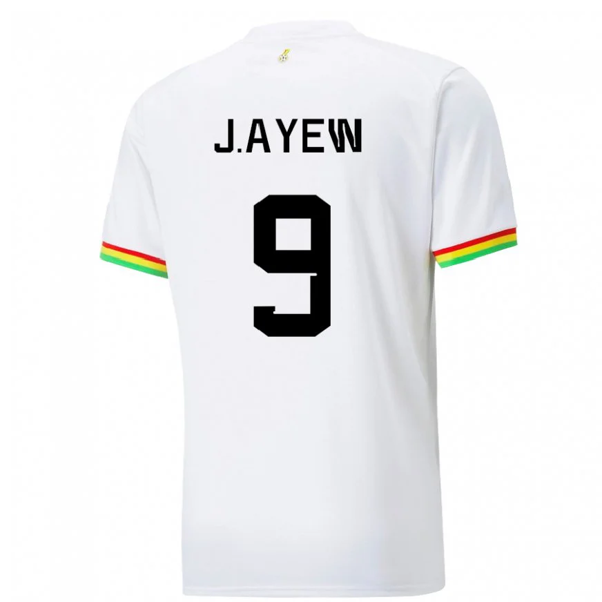 Danxen Pánské Ghanská Jordan Ayew #9 Bílý Domů Hráčské Dresy 22-24 Dres