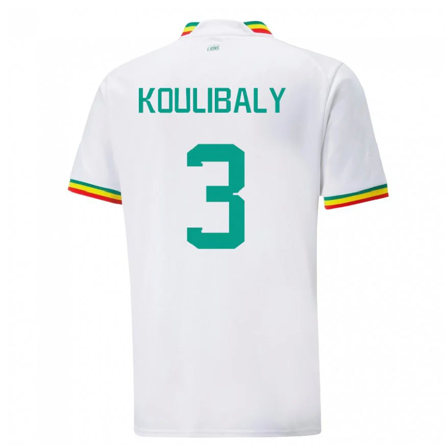 Danxen Pánské Senegalská Kalidou Koulibaly #3 Bílý Domů Hráčské Dresy 22-24 Dres