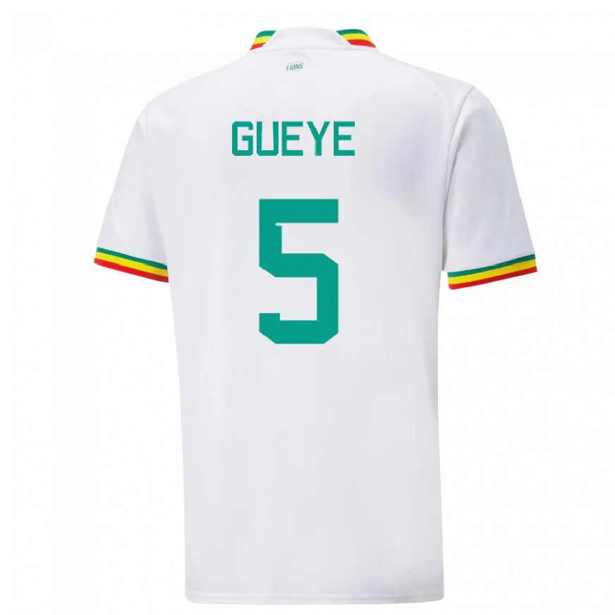 Danxen Pánské Senegalská Idrissa Gueye #5 Bílý Domů Hráčské Dresy 22-24 Dres