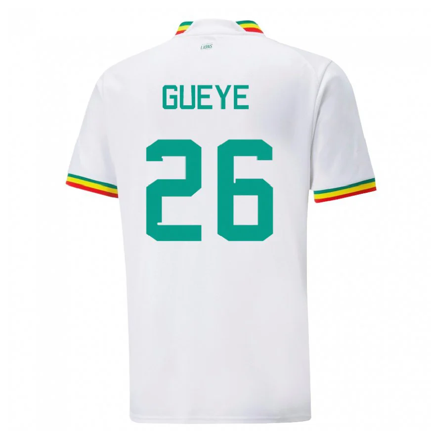 Danxen Dámské Senegalská Pape Gueye #26 Bílý Domů Hráčské Dresy 22-24 Dres