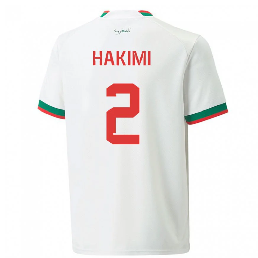 Danxen Dámské Marocká Achraf Hakimi #2 Bílý Daleko Hráčské Dresy 22-24 Dres