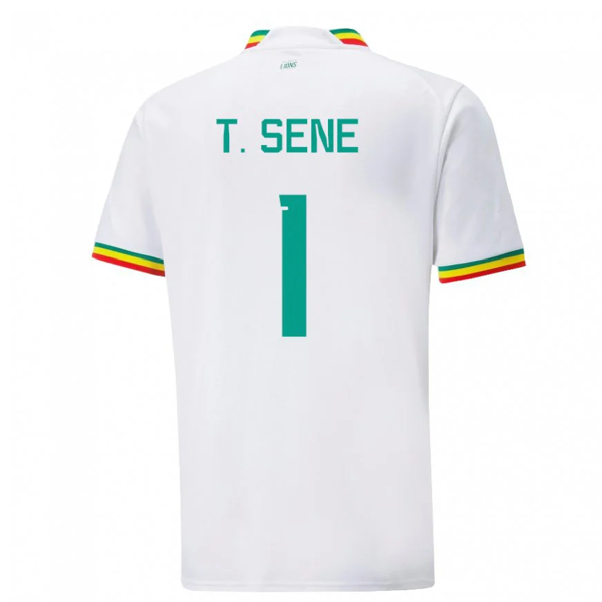 Danxen Dětské Senegalská Thiaba Gueye Sene #1 Bílý Domů Hráčské Dresy 22-24 Dres