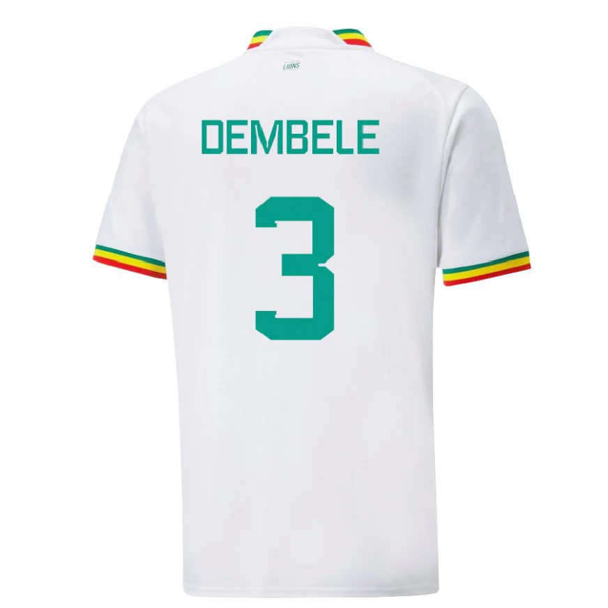 Danxen Dětské Senegalská Anta Dembele #3 Bílý Domů Hráčské Dresy 22-24 Dres