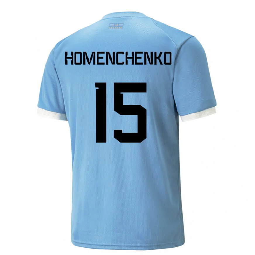 Danxen Dětské Uruguayská Santiago Homenchenko #15 Modrý Domů Hráčské Dresy 22-24 Dres