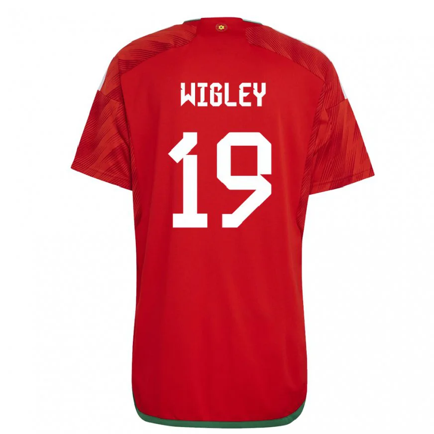 Danxen Dětské Velšská Morgan Wigley #19 Červené Domů Hráčské Dresy 22-24 Dres