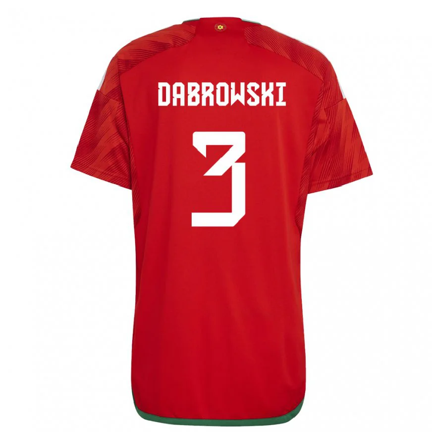 Danxen Dětské Velšská Sebastian Dabrowski #3 Červené Domů Hráčské Dresy 22-24 Dres