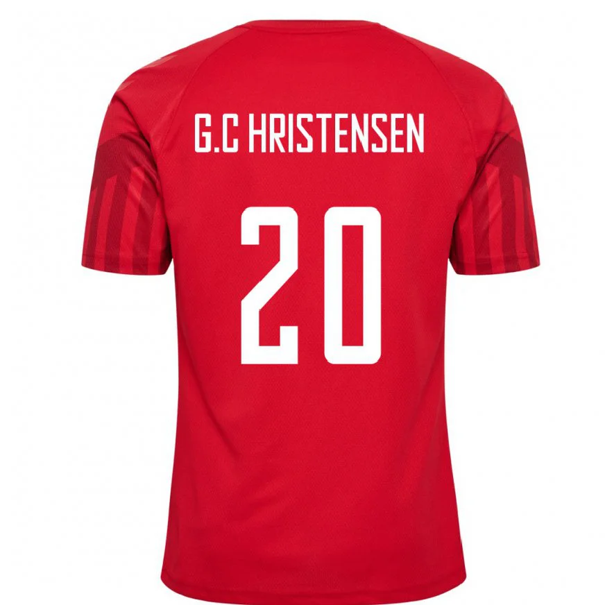 Danxen Dětské Dánská Gustav Christensen #20 Červené Domů Hráčské Dresy 22-24 Dres