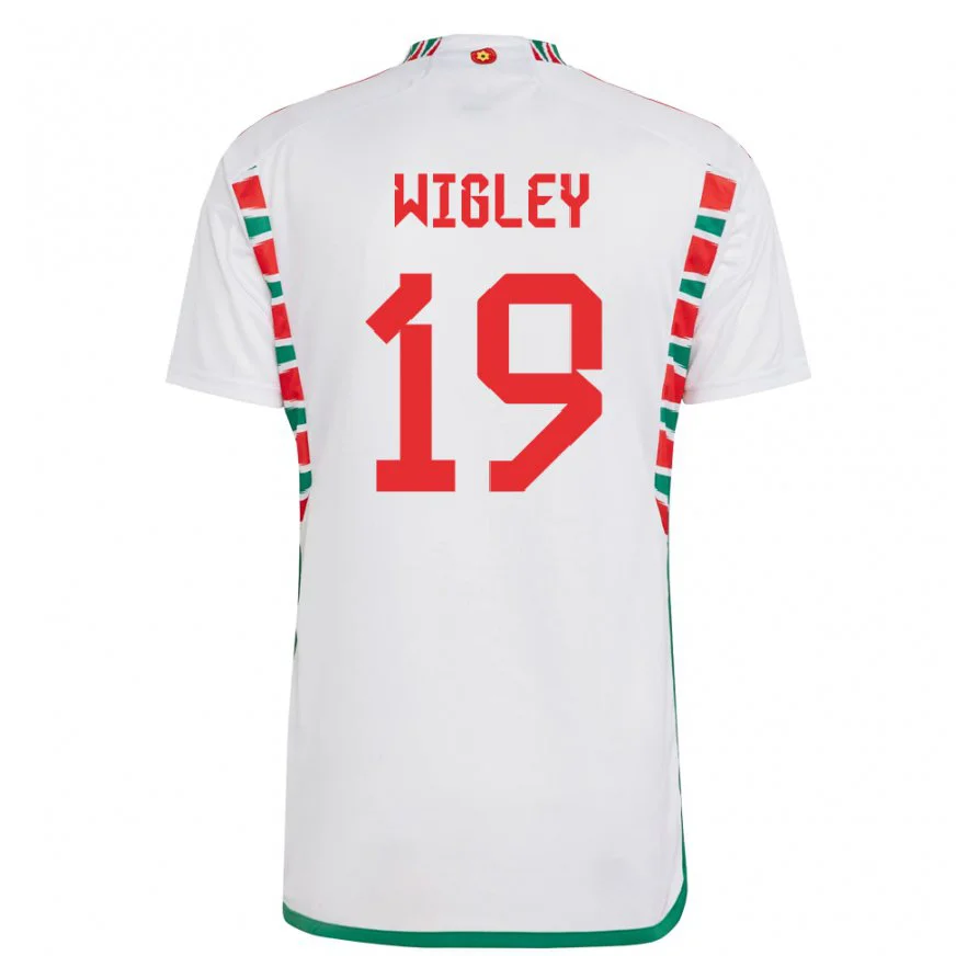 Danxen Dětské Velšská Morgan Wigley #19 Bílý Daleko Hráčské Dresy 22-24 Dres