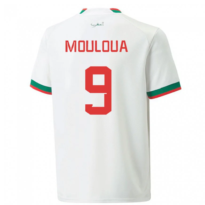 Danxen Dětské Marocká Ayoub Mouloua #9 Bílý Daleko Hráčské Dresy 22-24 Dres