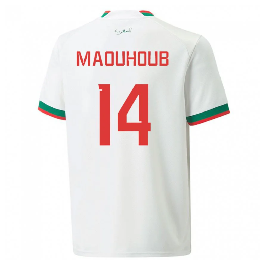 Danxen Dětské Marocká El Mehdi Maouhoub #14 Bílý Daleko Hráčské Dresy 22-24 Dres