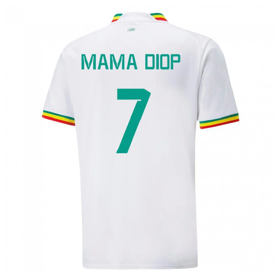 Danxen Pánské Senegalská Mama Diop #7 Bílý Domů Hráčské Dresy 22-24 Dres