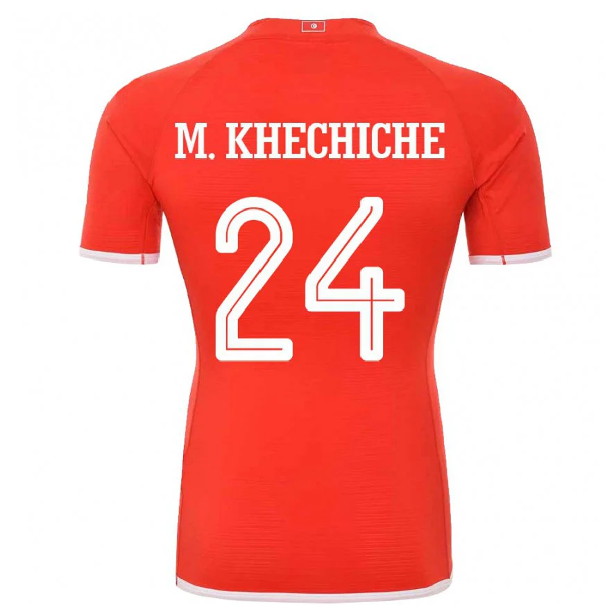 Danxen Pánské Tuniská Mohamed Amine Khechiche #24 Červené Domů Hráčské Dresy 22-24 Dres