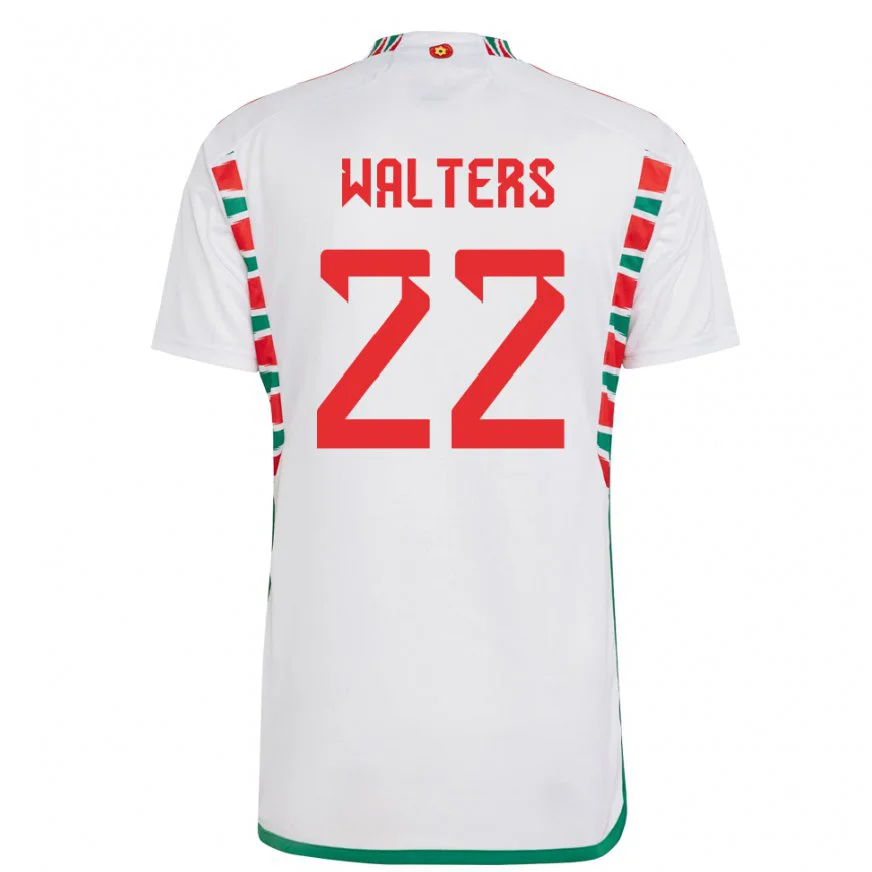 Danxen Pánské Velšská Georgia Walters #22 Bílý Daleko Hráčské Dresy 22-24 Dres