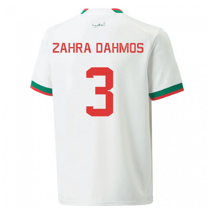 Danxen Dámské Marocká Fatima Zahra Dahmos #3 Bílý Daleko Hráčské Dresy 22-24 Dres