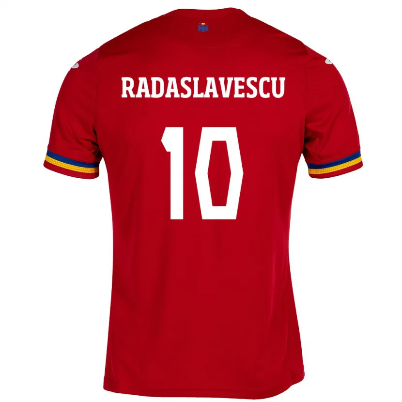 Danxen Dětské Rumunsko Eduard Radaslavescu #10 Červené Daleko Hráčské Dresy 24-26 Dres