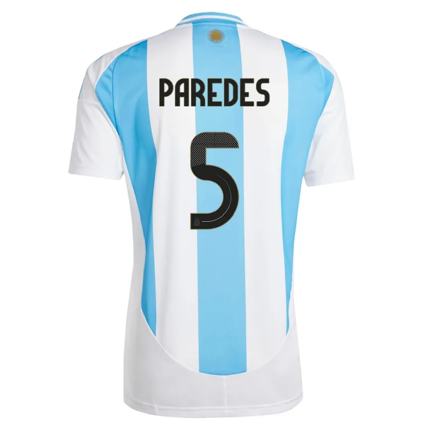 Danxen Dětské Argentina Leandro Paredes #5 Bílá Modrá Domů Hráčské Dresy 24-26 Dres