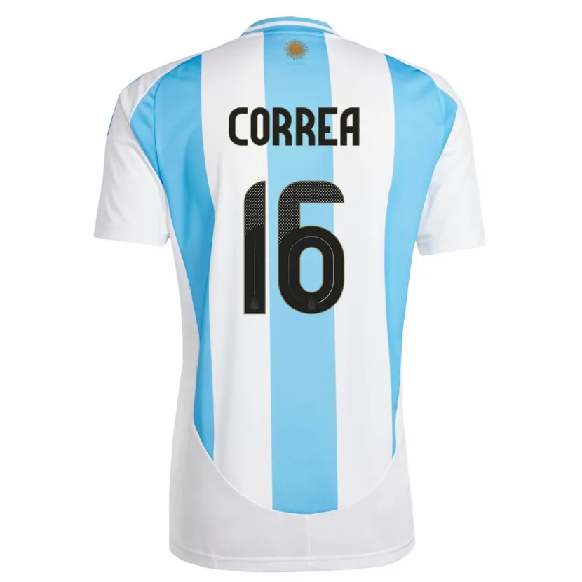 Danxen Dětské Argentina Angel Correa #16 Bílá Modrá Domů Hráčské Dresy 24-26 Dres