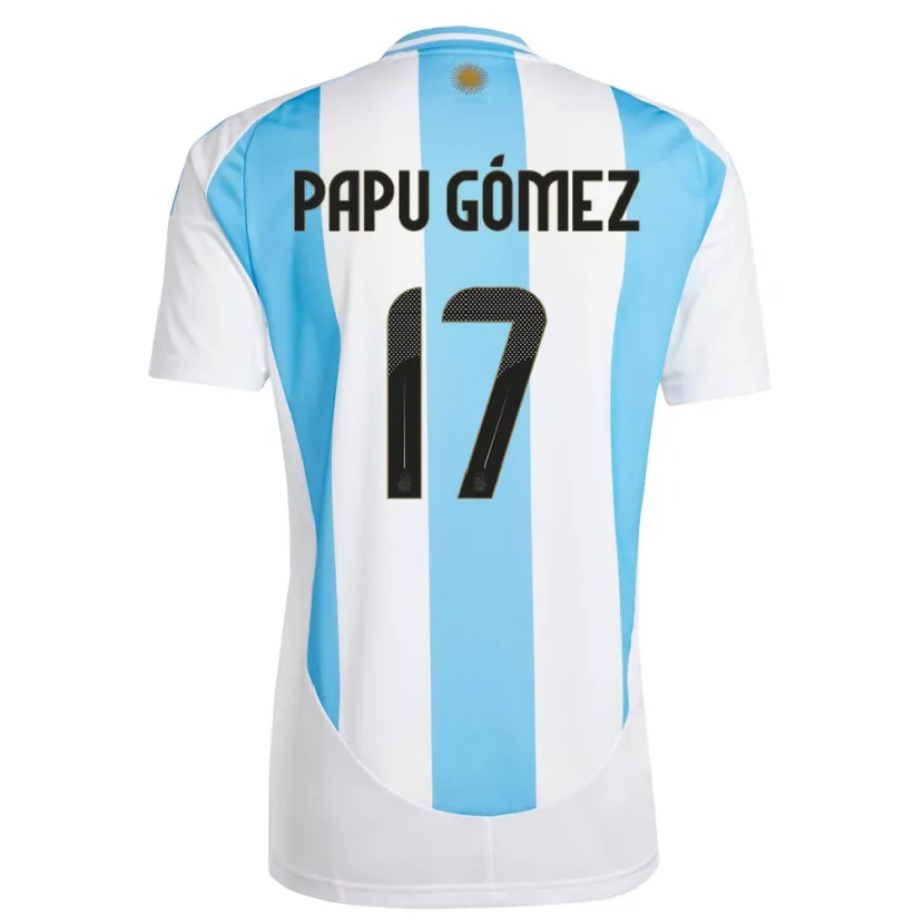 Danxen Dětské Argentina Papu Gomez #17 Bílá Modrá Domů Hráčské Dresy 24-26 Dres