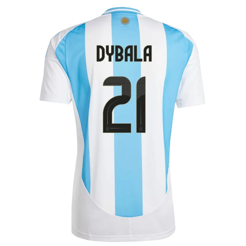 Danxen Dětské Argentina Paulo Dybala #21 Bílá Modrá Domů Hráčské Dresy 24-26 Dres