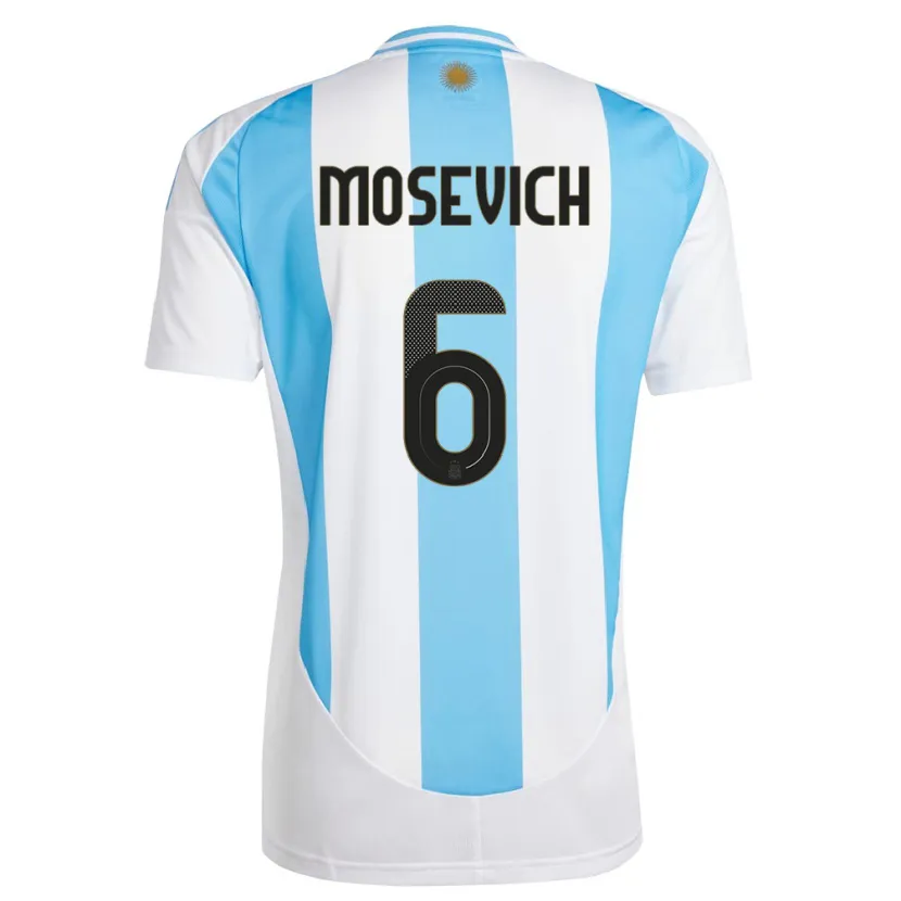 Danxen Dětské Argentina Leonel Mosevich #6 Bílá Modrá Domů Hráčské Dresy 24-26 Dres