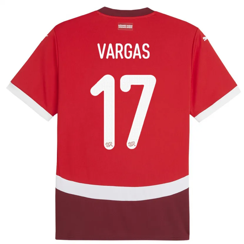 Danxen Dětské Švýcarsko Ruben Vargas #17 Červené Domů Hráčské Dresy 24-26 Dres