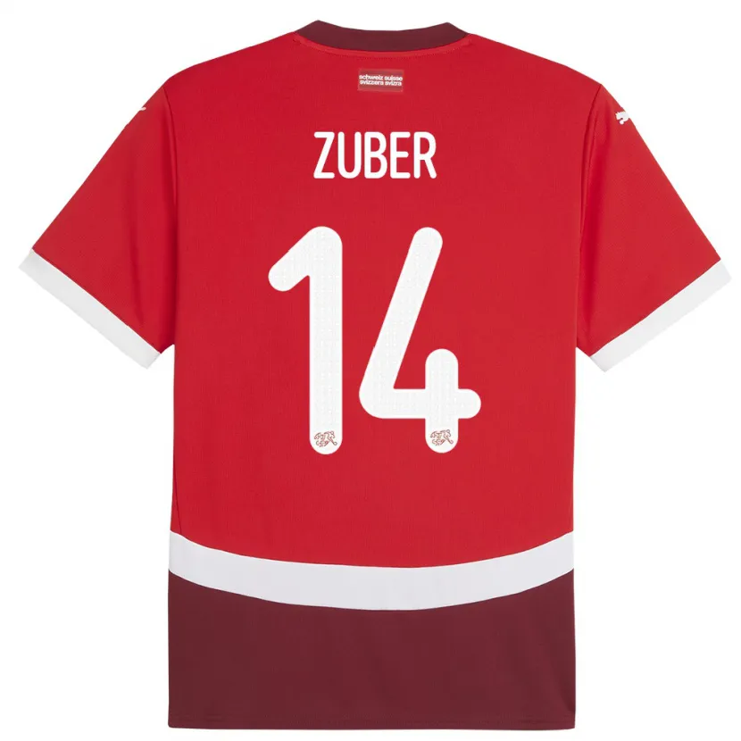 Danxen Dětské Švýcarsko Steven Zuber #14 Červené Domů Hráčské Dresy 24-26 Dres