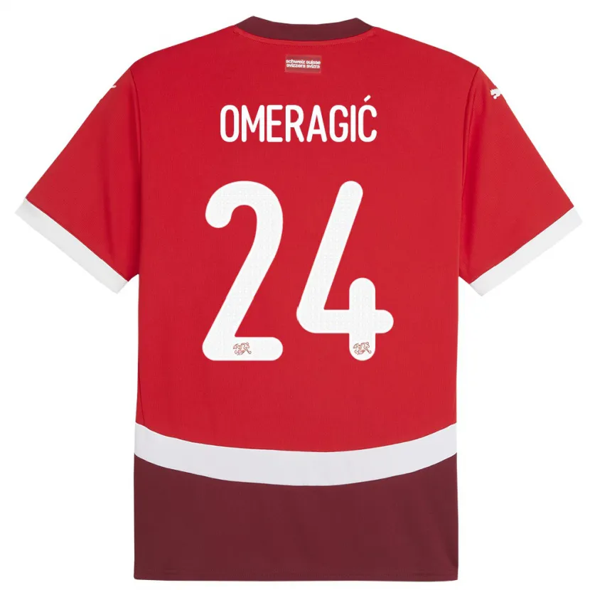 Danxen Dětské Švýcarsko Becir Omeragic #24 Červené Domů Hráčské Dresy 24-26 Dres