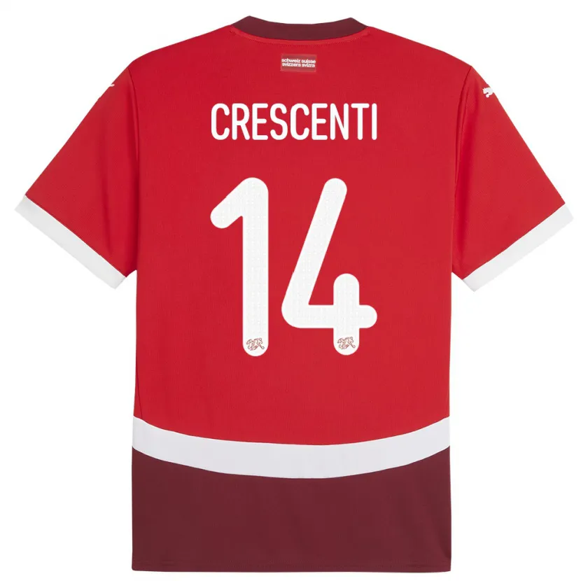 Danxen Dětské Švýcarsko Federico Crescenti #14 Červené Domů Hráčské Dresy 24-26 Dres