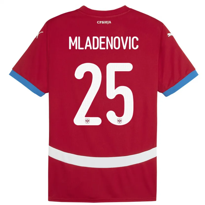 Danxen Dětské Srbsko Filip Mladenovic #25 Červené Domů Hráčské Dresy 24-26 Dres