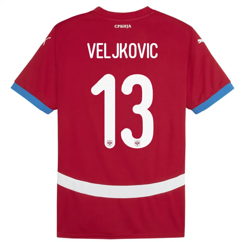 Danxen Dětské Srbsko Milos Veljkovic #13 Červené Domů Hráčské Dresy 24-26 Dres