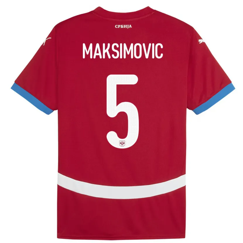 Danxen Dětské Srbsko Nemanja Maksimovic #5 Červené Domů Hráčské Dresy 24-26 Dres