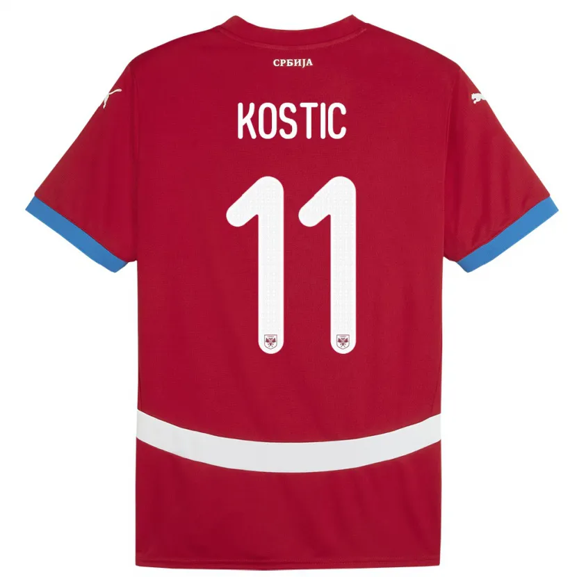 Danxen Dětské Srbsko Filip Kostic #11 Červené Domů Hráčské Dresy 24-26 Dres