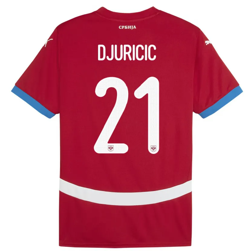 Danxen Dětské Srbsko Filip Djuricic #21 Červené Domů Hráčské Dresy 24-26 Dres