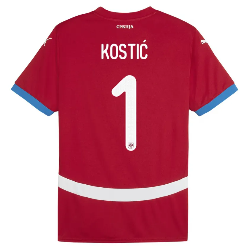 Danxen Dětské Srbsko Milica Kostic #1 Červené Domů Hráčské Dresy 24-26 Dres