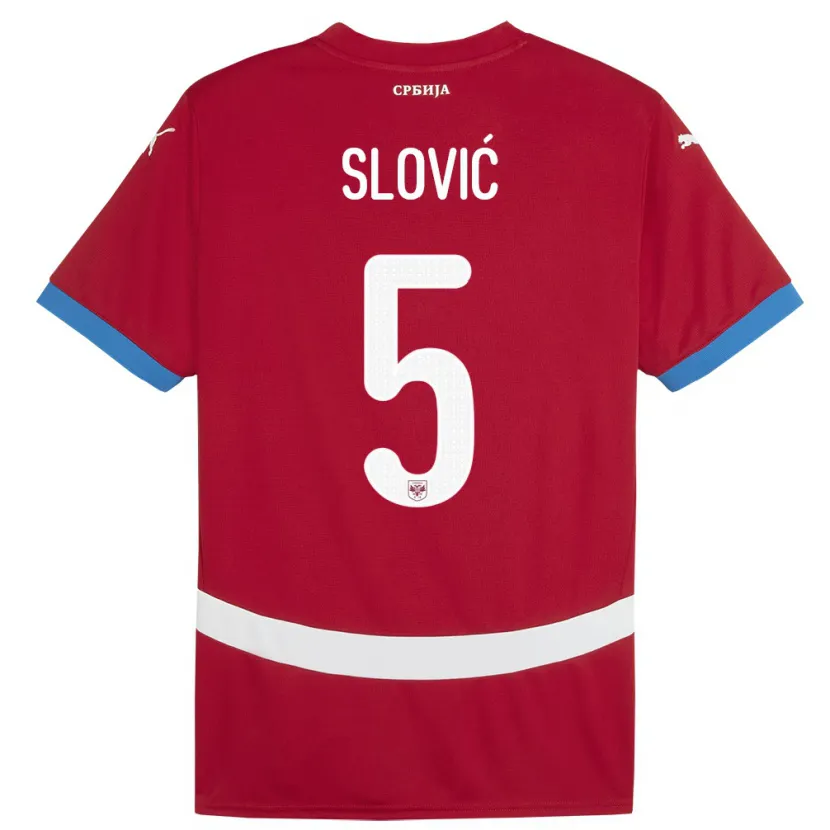 Danxen Dětské Srbsko Violeta Slovic #5 Červené Domů Hráčské Dresy 24-26 Dres