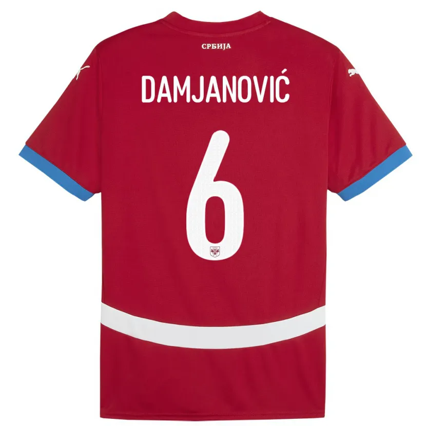 Danxen Dětské Srbsko Nevena Damjanovic #6 Červené Domů Hráčské Dresy 24-26 Dres