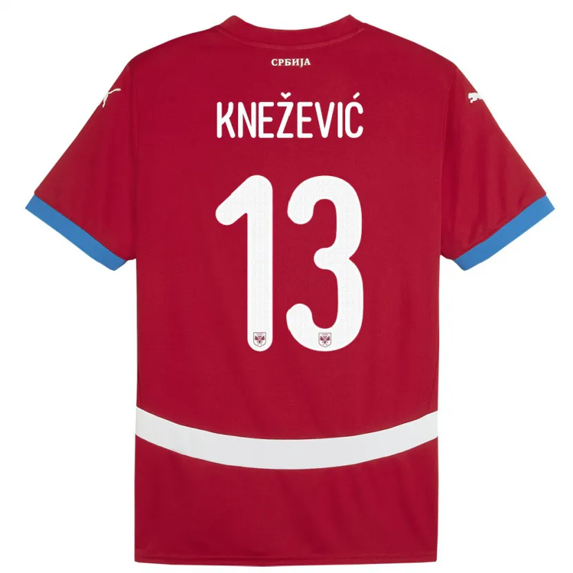 Danxen Dětské Srbsko Milana Knezevic #13 Červené Domů Hráčské Dresy 24-26 Dres