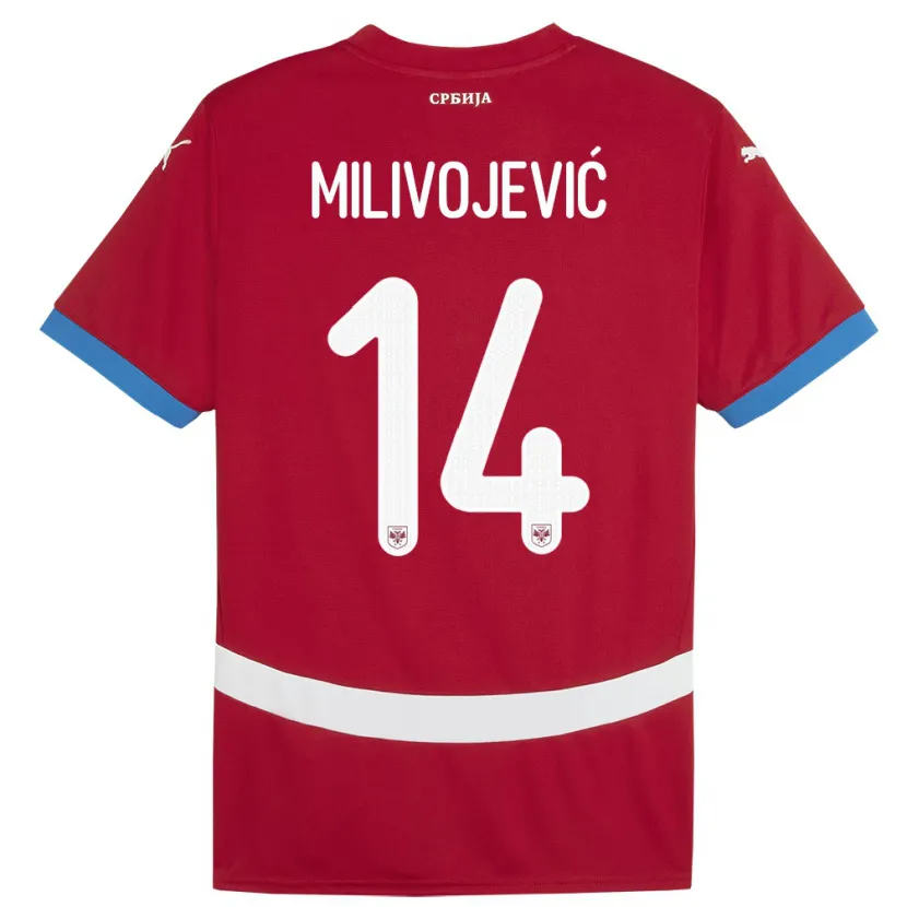 Danxen Dětské Srbsko Vesna Milivojevic #14 Červené Domů Hráčské Dresy 24-26 Dres