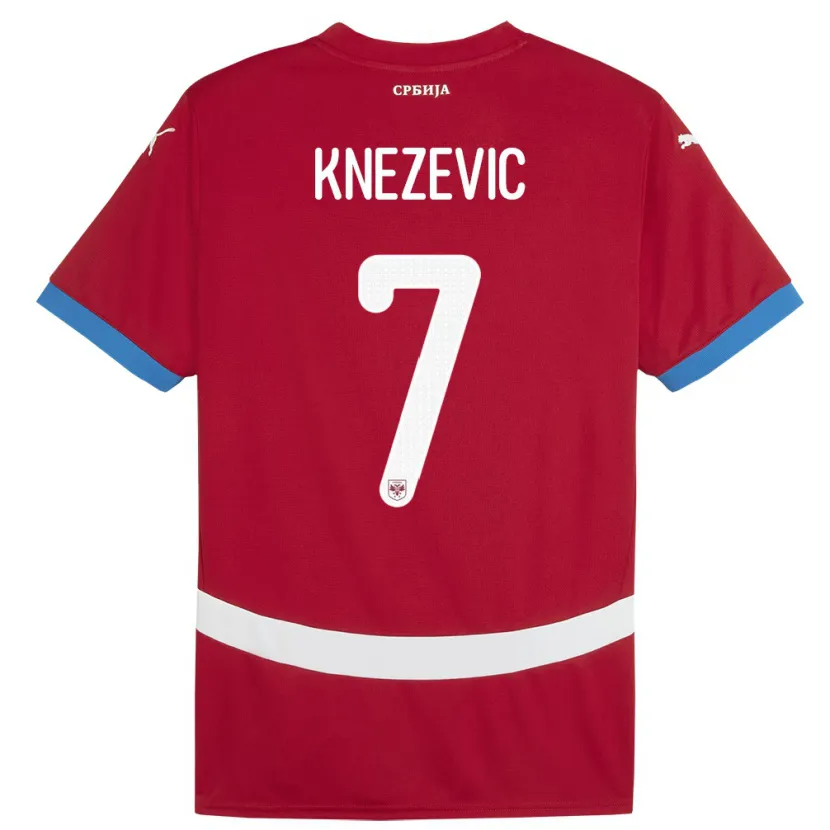 Danxen Dětské Srbsko Nikola Knezevic #7 Červené Domů Hráčské Dresy 24-26 Dres