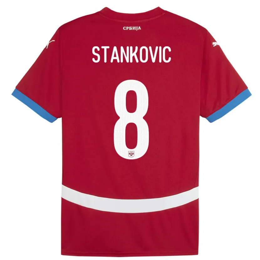 Danxen Dětské Srbsko Nikola Stankovic #8 Červené Domů Hráčské Dresy 24-26 Dres