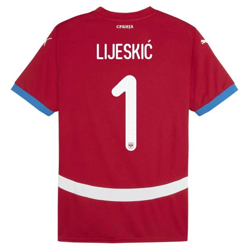 Danxen Dětské Srbsko Luka Lijeskic #1 Červené Domů Hráčské Dresy 24-26 Dres